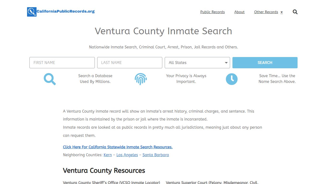 Ventura County Inmate Search - Current & Past VCSO CA Jail Records